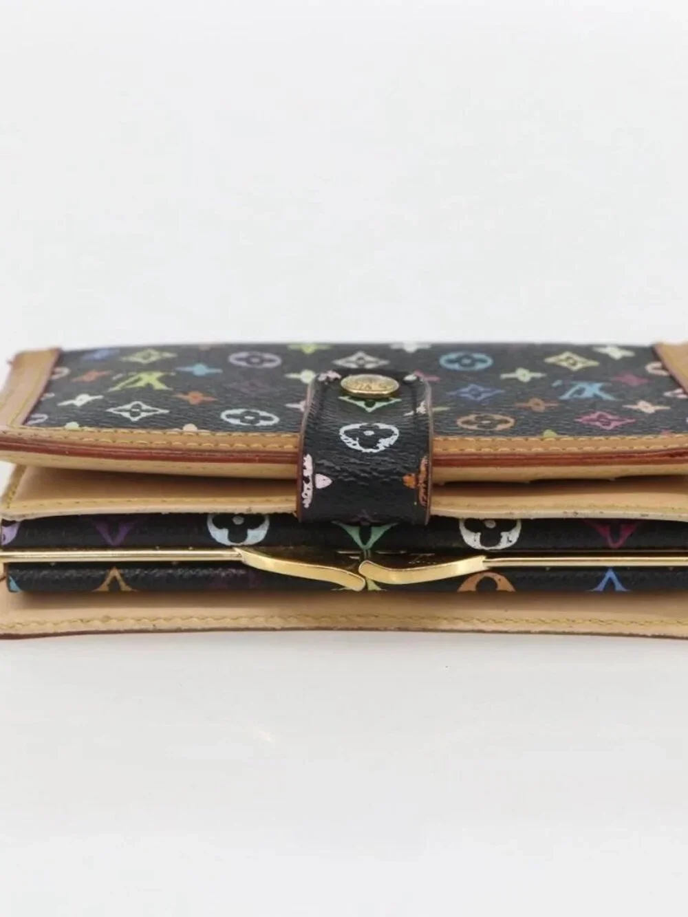 LOUIS VUITTON Multicolor Portefeuille Viennois Wallet Black M92988 Auth am10211 - Picture 7 of 16